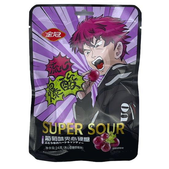 Конфеты кислые Super Sour со вкусом винограда, 24 г (Китай)