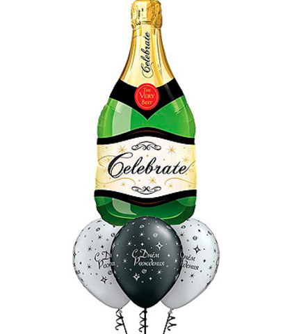 Букет из 5 шаров - Шампанское