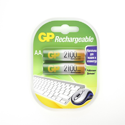Аккумулятор GP Rechargeable 210AAHC-2DECRC2, типоразмер АА, 2100 мАч, 1,2 В, 2 шт