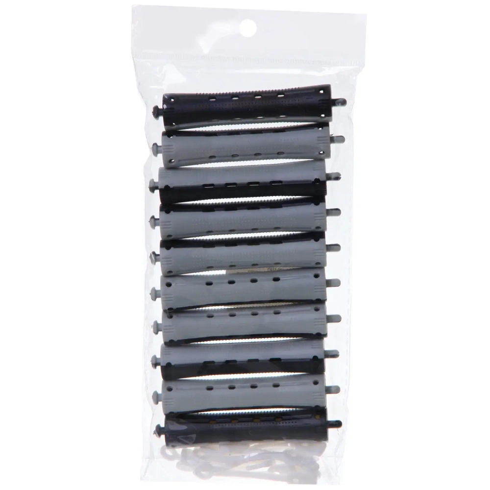 Бигуди пластмассовые-коклюшки 10шт, d=18мм (серо-черный)