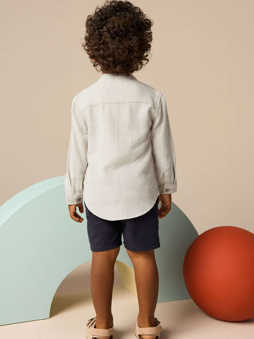 Рубашка льняная для мальчика Next E32-528, Бежевый