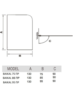 Душевое ограждение RIVER BAIKAL 85 ПР Ограждение на ванну 85х130 10000008294 Прямоугольная Универсальная  Хром