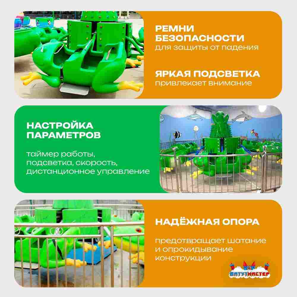 Электрическая Аттракцион карусель «Весёлые лягушата», 8×8×3,6 м