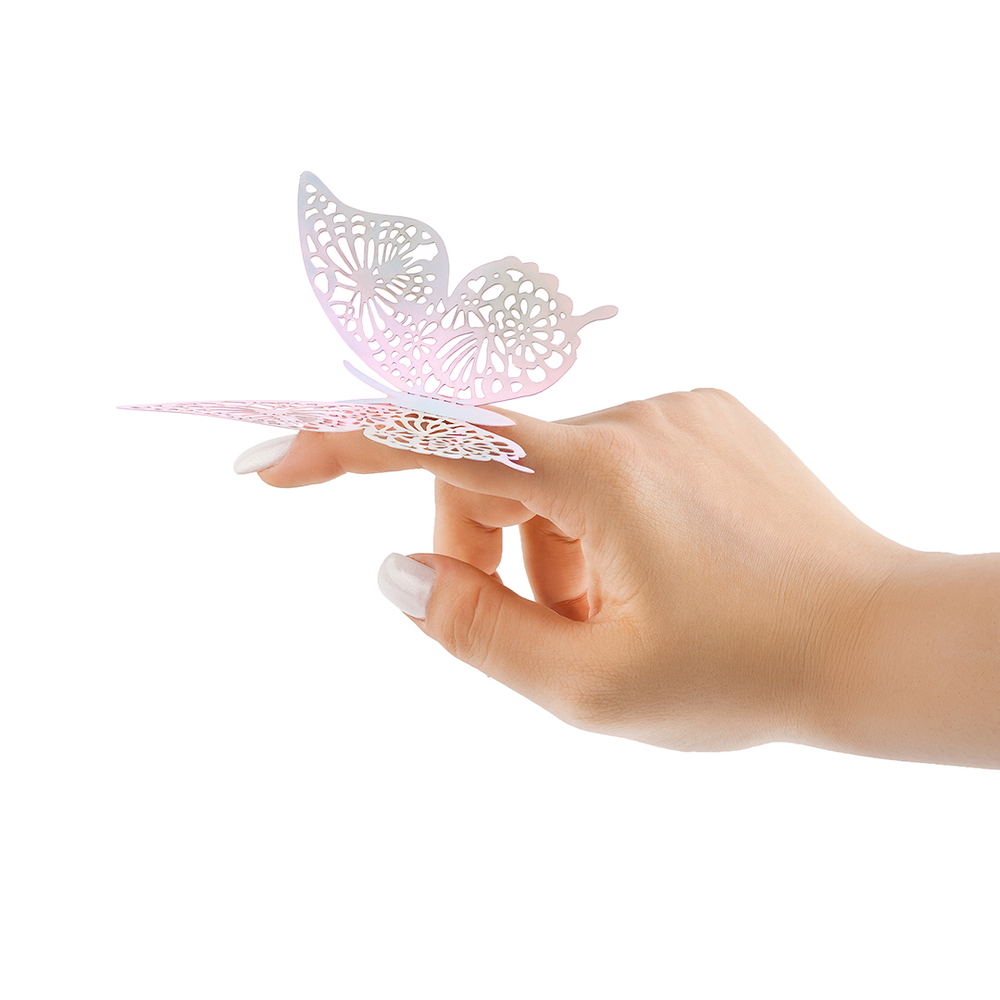 Наклейки Волшебные бабочки Белые Голография