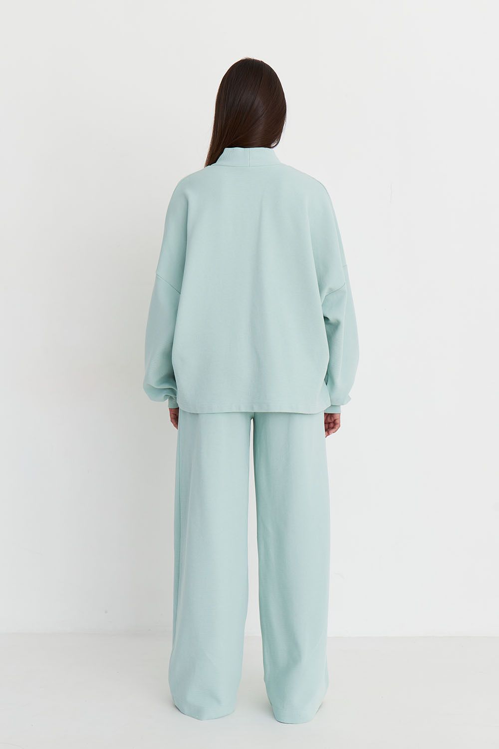 Лонгслив оверсайз из рифленого хлопка цвета мята