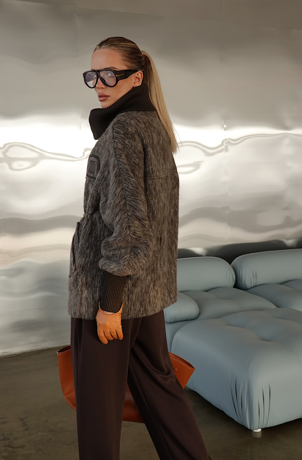 Пальто демизезонное из шерсти на кулиске