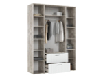 Шкаф для одежды распашной с полками и штангой 4 створки Браш Графит/Дуб Юкон 160х 51х 223 см