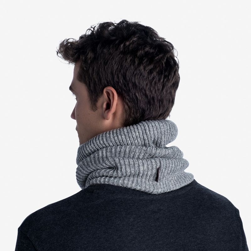 Вязаный шарф-труба с флисом Buff Neckwarmer Knitted Polar Lyne Light Grey Фото 3