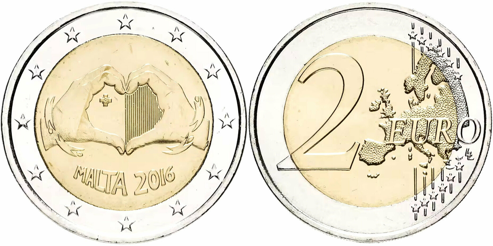 Мальта 2 евро 2016 Любовь UNC