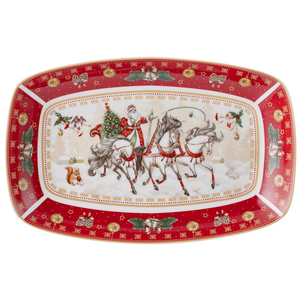 БЛЮДО LEFARD "ТРОЙКА" ПРЯМОУГ. 25*16*3 СМ КРАСНОЕ (КОР=12ШТ.)