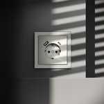 Розетка встраиваемая VOLTUM S70 с заземлением и защитными шторками, 16А, с USB, A+С, (сталь)