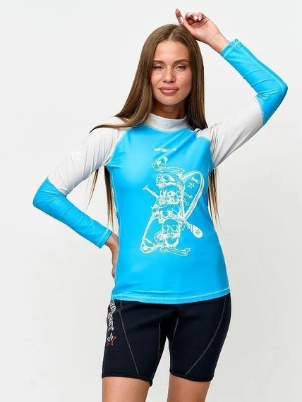 Футболка рашгард лонгслив Sargan Скелетон-Сап UPF 50+ голубой/белый