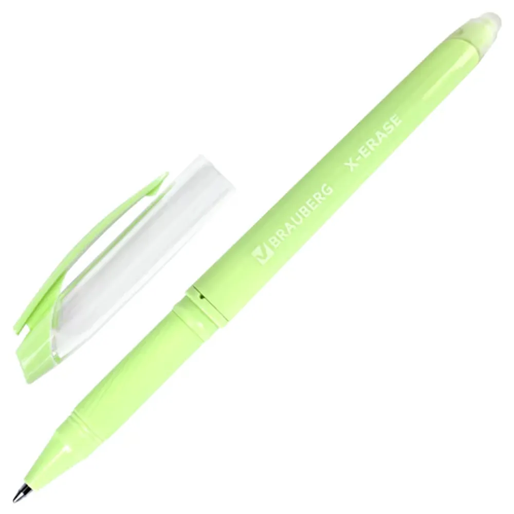 Ручка стираемая гелевая с грипом BRAUBERG X-ERASE PASTEL, 1шт, СИНЯЯ, узел 0,7 мм, линия 0,35 мм, 143953