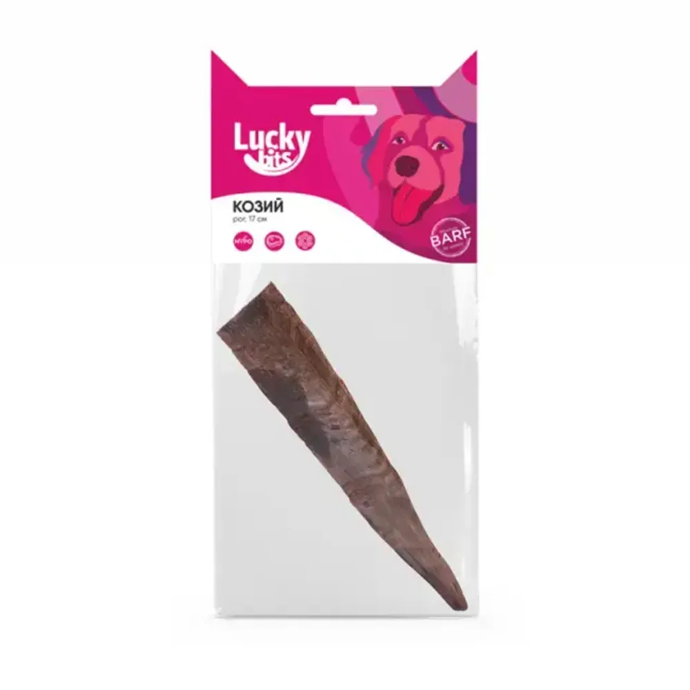 Лакомство для собак Lucky bits козий рог S17 см, 80 г