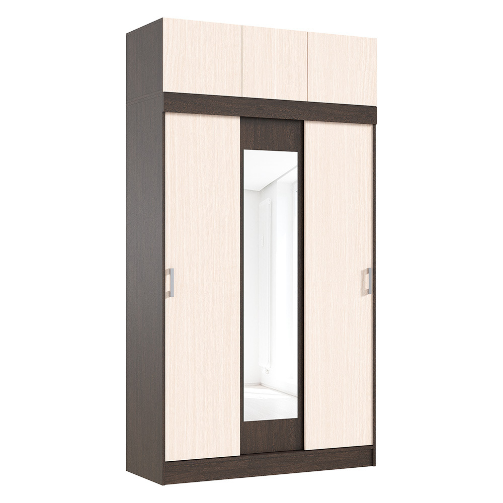 Шкаф с антресолью Бася/Роджина, Дуб беленый, Венге