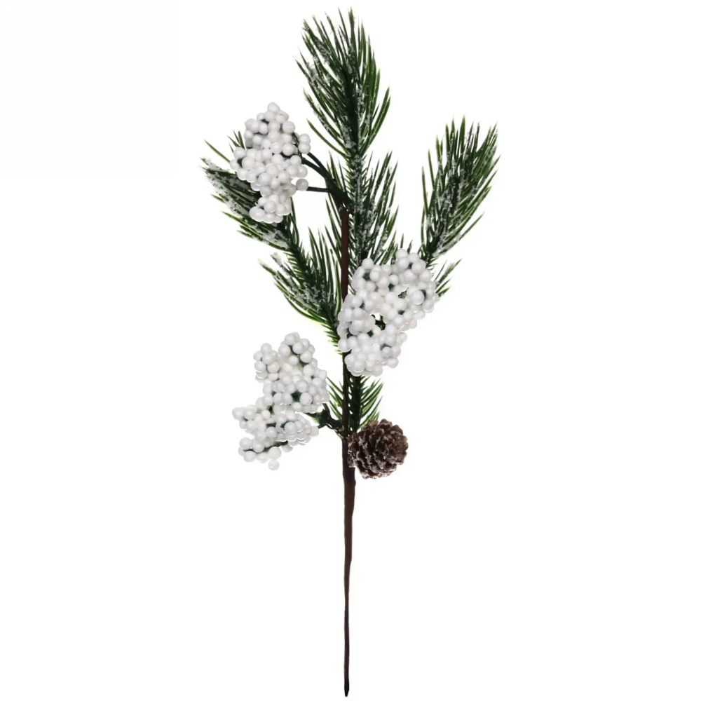 Ветка хвойная «Снежный ягоды», 33 см