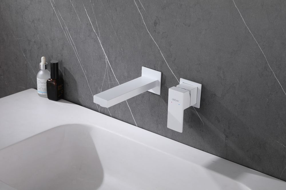 Смеситель ABBER Daheim AF8212W для раковины скрытого монтажа, белый матовый