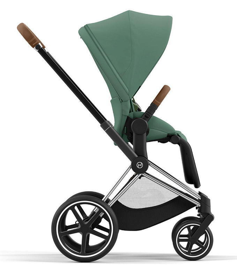Коляска 3 в 1 Cybex Priam IV Chrome Brown complete и автокресло Cloud T i-Size Cozy Beige Plus Leaf Green