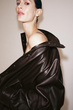 ZARA БОМБЕР ИЗ 100% КОЖИ — ZW COLLECTION, КОРИЧНЕВЫЙ