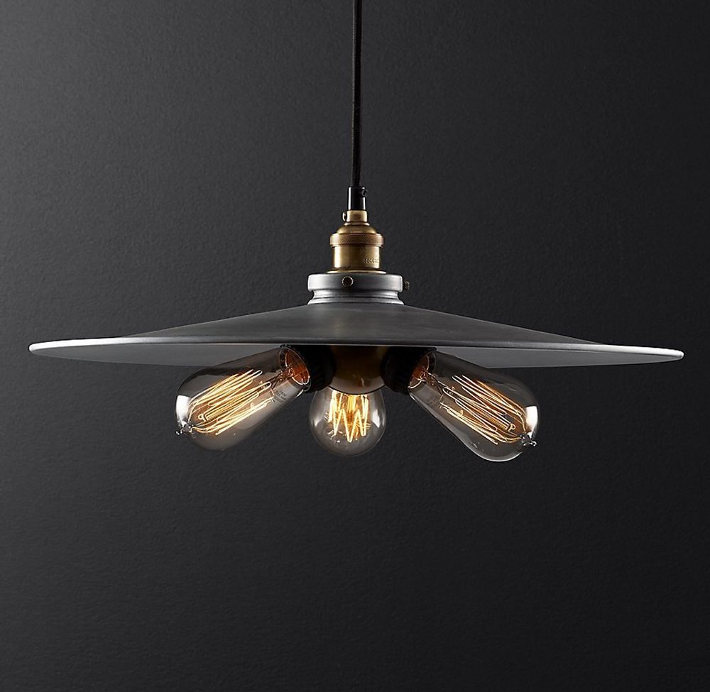 Подвесной дизайнерский светильник  20th C. Factory Filament Metal Triple Pendant by Restoration Hardware