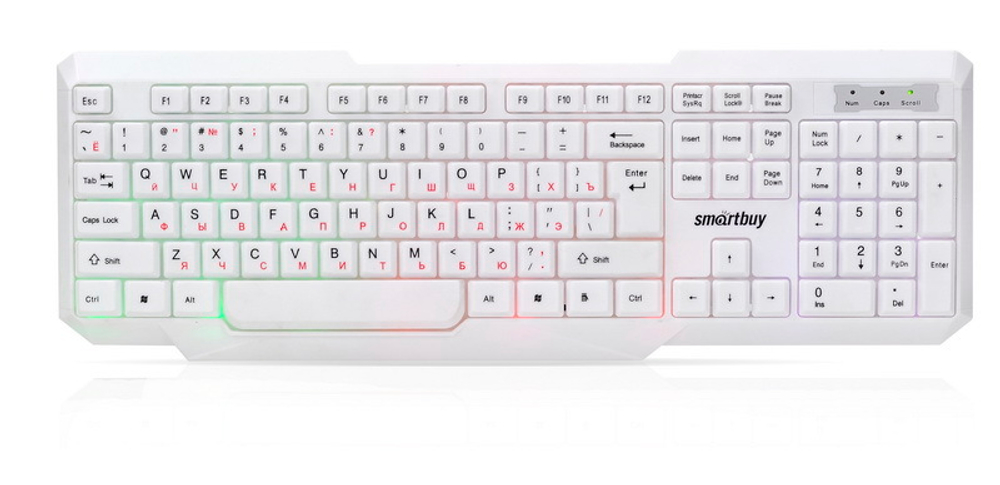 Клавиатура проводная SmartBuy ONE 333 USB мультимедийная с подсветкой  (белый) (SBK-333U-W)