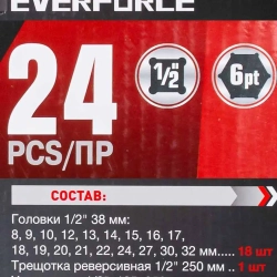 Набор инструментов 24пр. 1/2''(6гр.)(8-32мм) EVERFORCE EF-4245B-5MPB