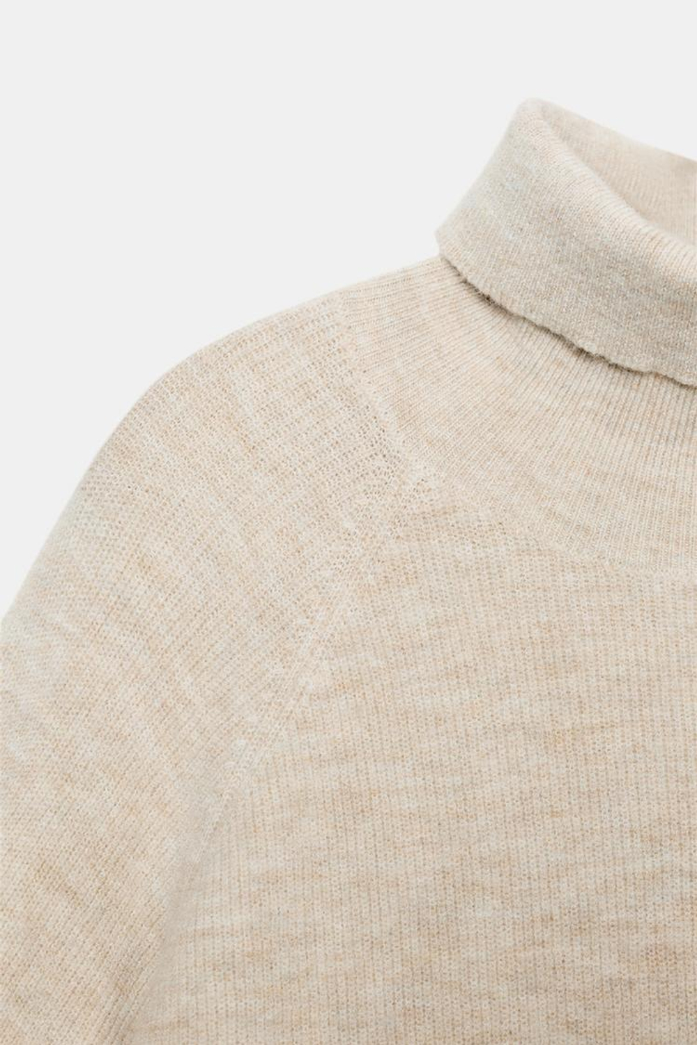 ZARA ТРИКОТАЖНОЕ ПЛАТЬЕ С РУКАВАМИ «ЛЕТУЧАЯ МЫШЬ», ПЕСОЧНЫЙ МЕЛАНЖ