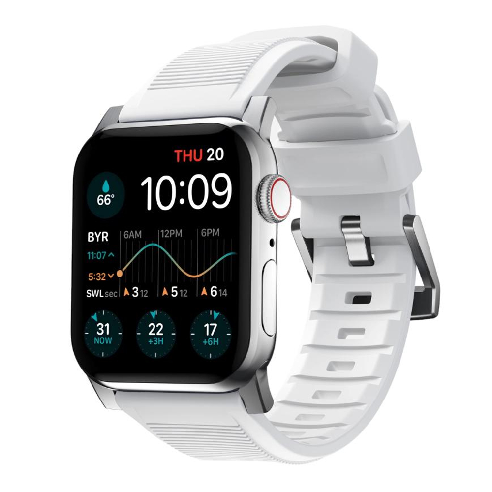 Спортивный ремешок Nomad Rugged Band Limited Edition для Apple Watch 44, 45, 46 мм и Ultra 2–3 Водостойкий ремешок из фторэластомера с классической застёжкой из нержавеющей стали