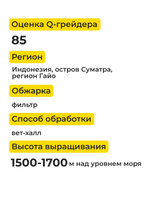 Кофе в зернах 200 г Индонезия Суматра Ачех Фильтр Specialty