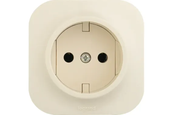 Розетка Legrand Quteo без заземления накладная слоновая кость 25980