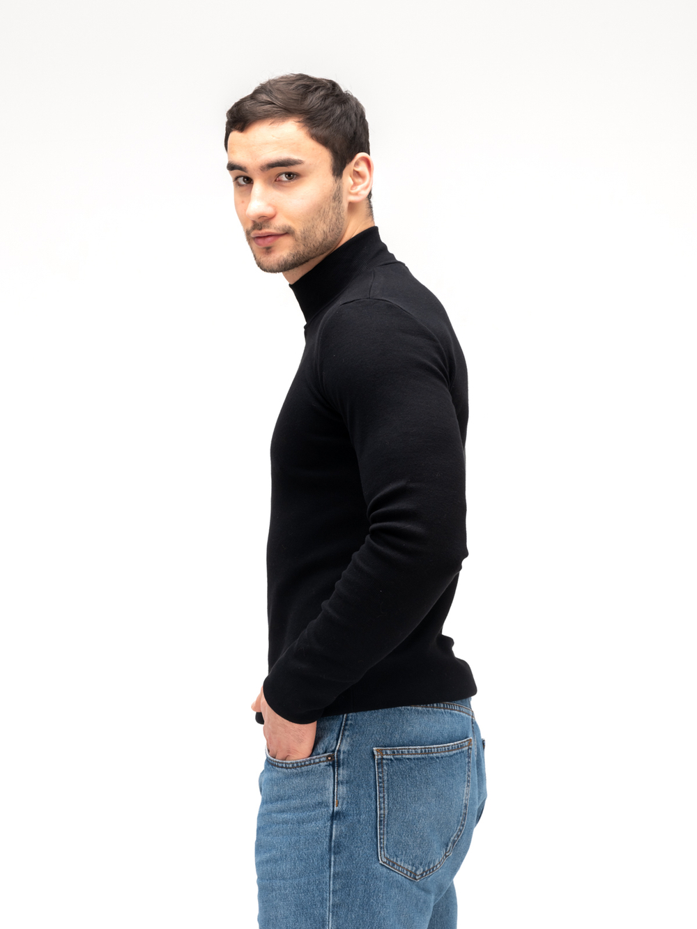 Водолазка мужская хлопковая. Черная