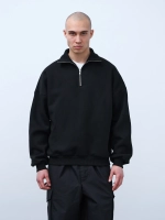 Свитшот с воротником на молнии с начесом (черный)