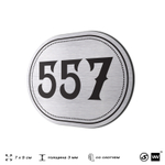 Номерок на дверь квартиры 557, для кабинета, офиса, шильдик 9 х 7 см, серебристый, Айдентика Технолоджи