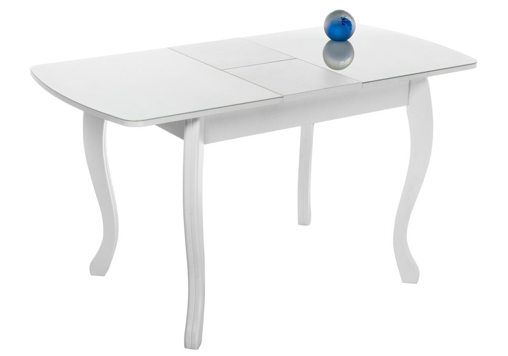 Стеклянный стол Бриллиант 110(140)х68х76 белый