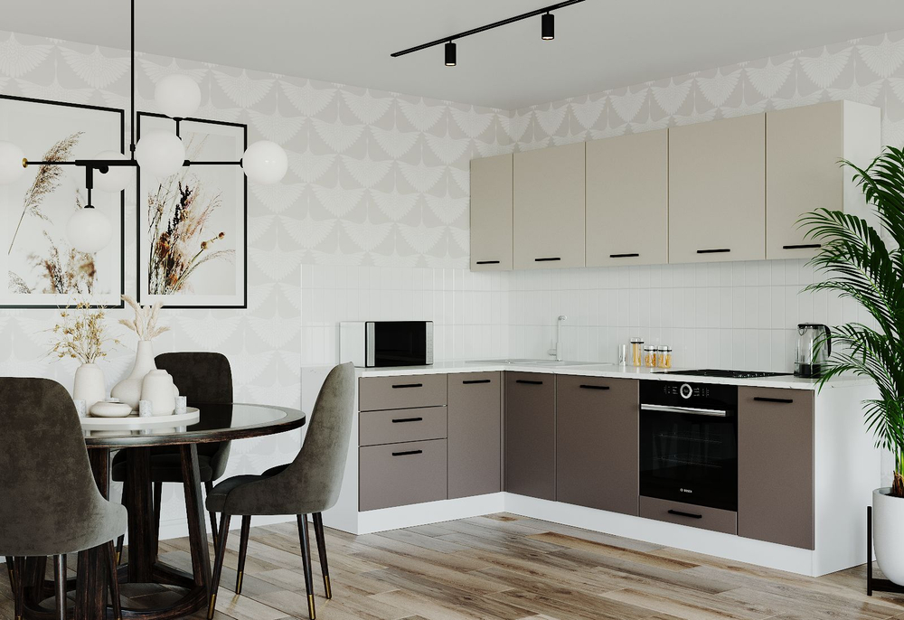 Кухонный гарнитур угловой Латте 2600х1600 столешница 26 мм