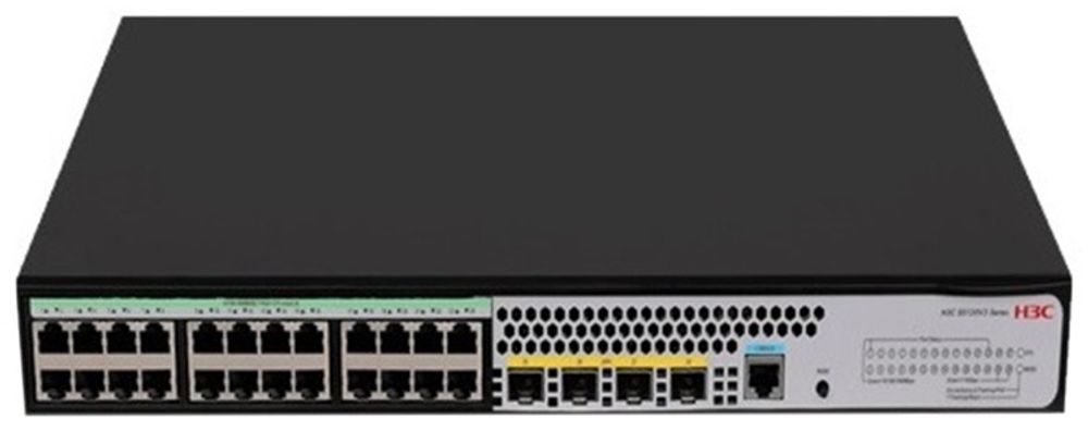 КОММУТАТОР H3C LS5120V3-28S-PWR-LI-GL SWITCH УПРАВЛЯЕМЫЙ L3, 24 ПОРТА 10/100/1000M (POE 240ВТ, 802.3AF/AT), 4 ПОРТА SFP+ 10G, AC 100~240 В, -5°C ~