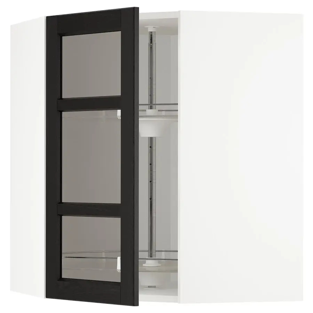 Навесной шкаф - IKEA METOD, 67.5х67.5х80 см, белый/черный/стекло, МЕТОД ИКЕА