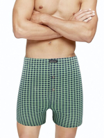 Мужские хлопковые трусы-боксеры в мелкую клетку (Размер: XXL) (Цвет: зеленая шотландка)