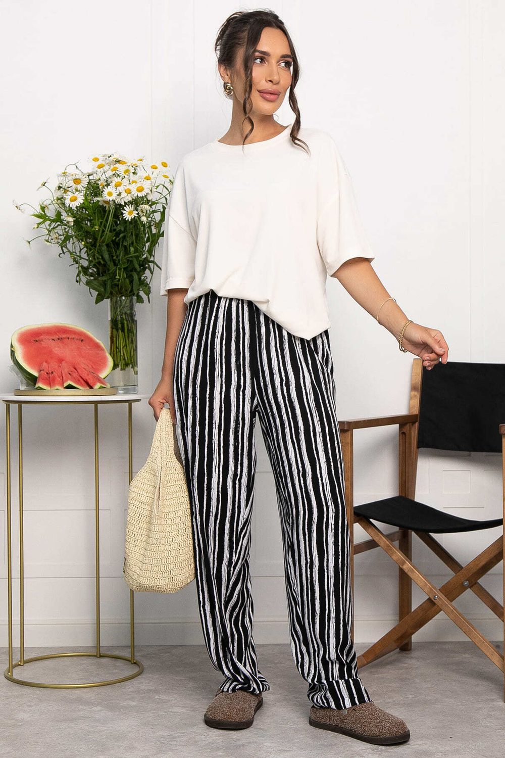 Брюки Роклетт (черно-белые) Б13955-10М LT Collection