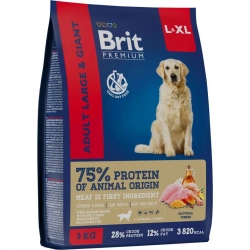 Brit premium dog adult large and giant сухой корм для взрослых собак крупных и гигантских пород с курицей - 3 кг