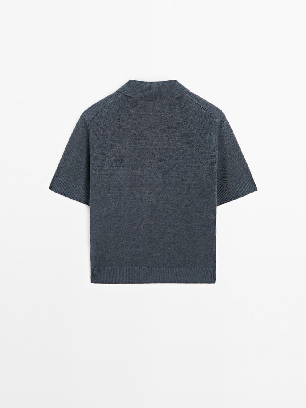 Massimo Dutti Свитер из смесового льна, свинцовый