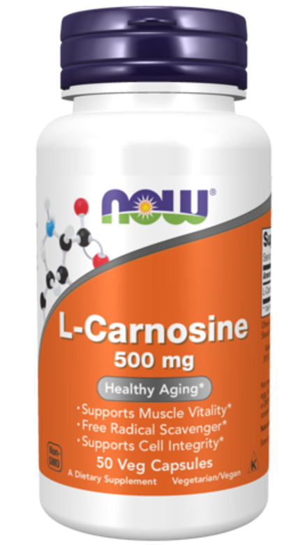 NOW Foods, L-карнозин 500 мг, L-Carnosine 500 mg, 50 вегетарианских капсул