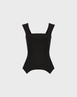 Корсаж с фигурной баской из костюмной ткани