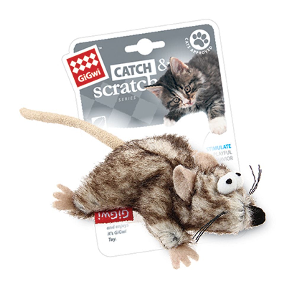 Gigwi CATCH &amp; SCRATCH Игрушка для кошек Мышка с кошачьей мятой 8см