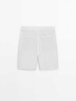 Massimo Dutti 100% льняные шорты-бермуды, кремовый