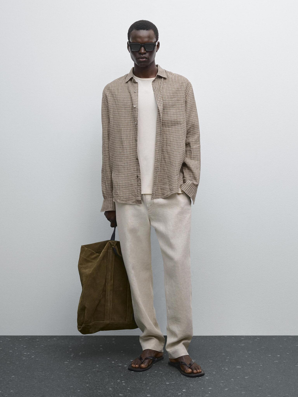 Massimo Dutti Брюки-джоггеры из 100% льна, бежевый