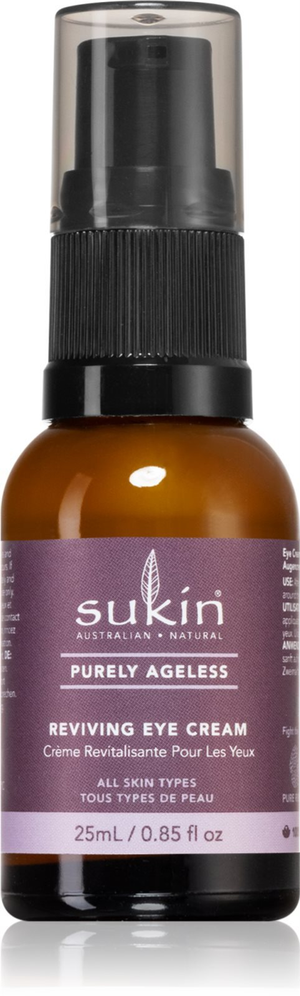 Sukin Purely Ageless - Увлажняющий и разглаживающий крем для глаз против морщин, отечности и темных кругов /   25  ml  / GTIN 9327693007125