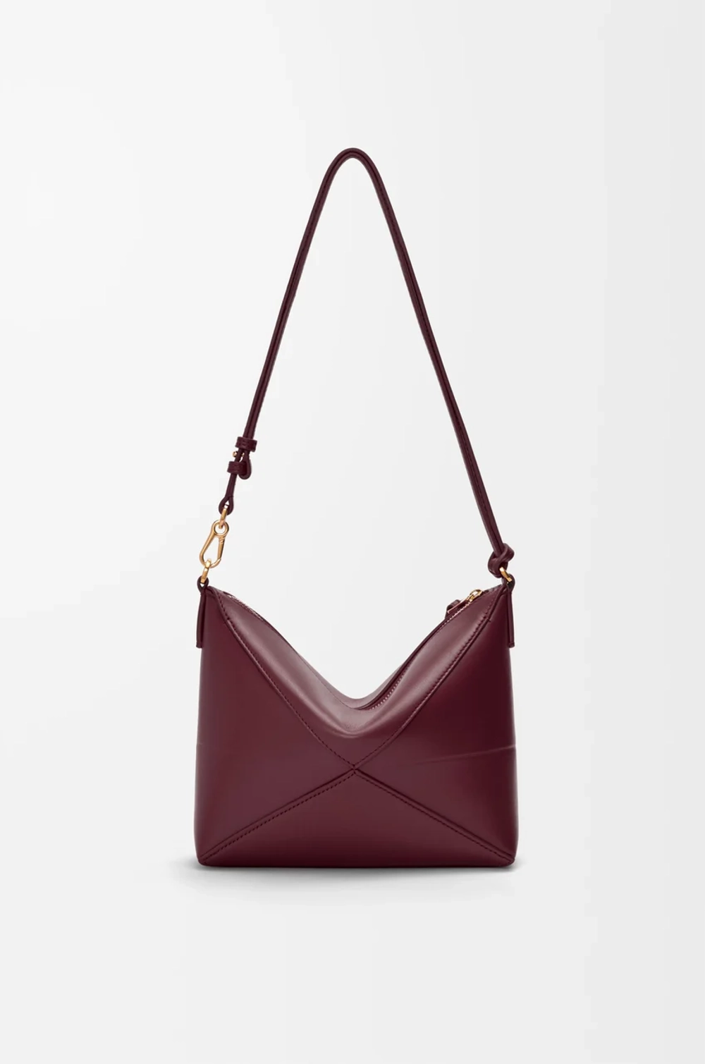 Loewe Сумочка-клатч Puzzle Fold из блестящей телячьей кожи наппа, бургунди