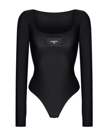 Боди-лонгслив с декольте из бифлекса shine