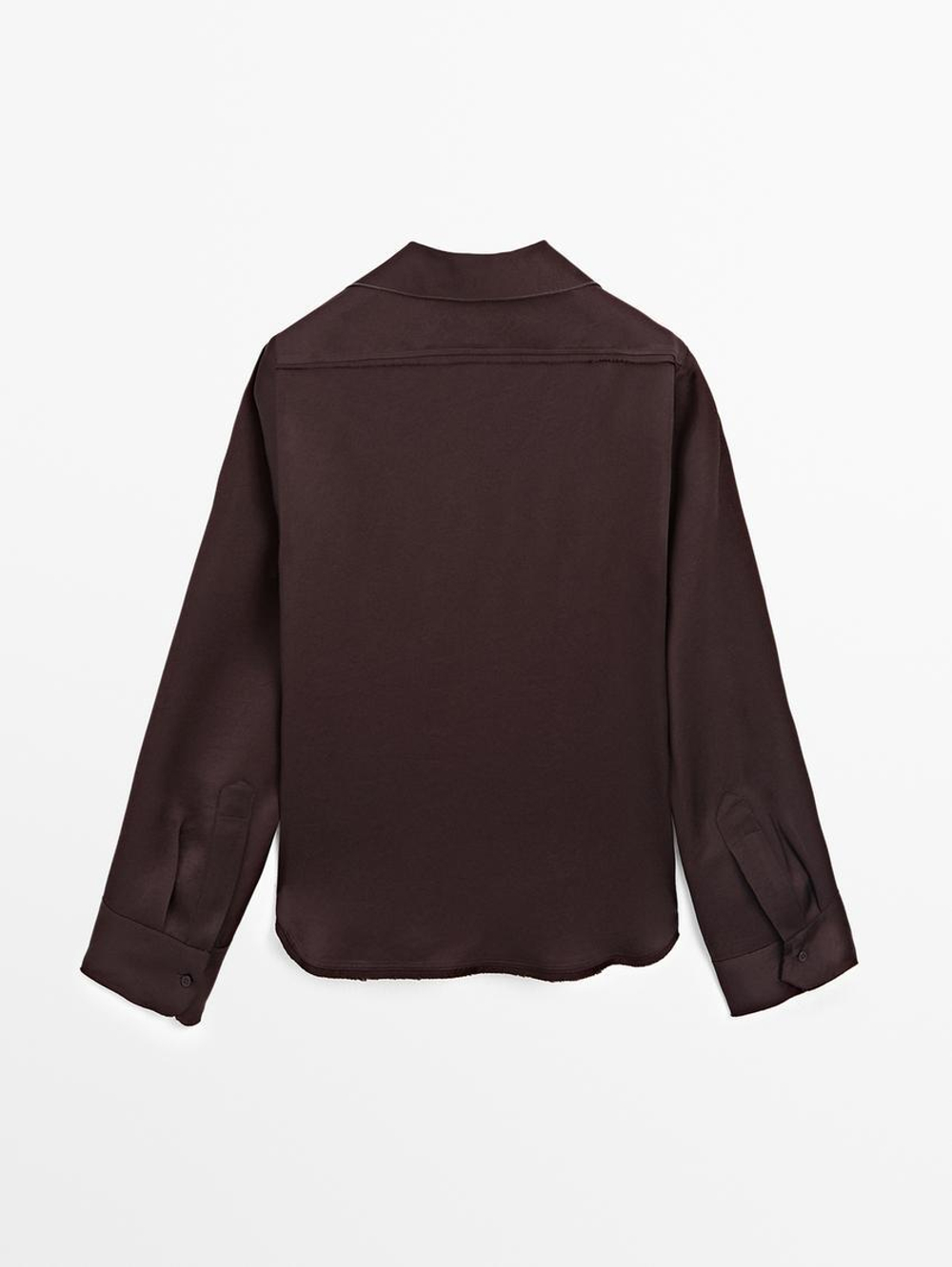 Massimo Dutti Рубашка из струящегося атласа, гранатовый